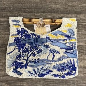 From India To You | Beaded Tropical Handbag w/ Bamboo Handle